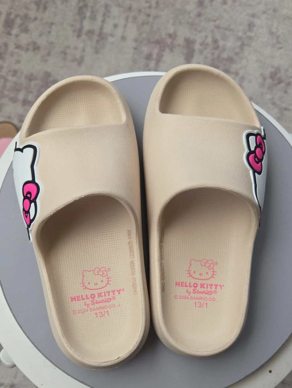 Hello Kitty Beige Slide Sandals with Pink Art Class Strappy Sandals
